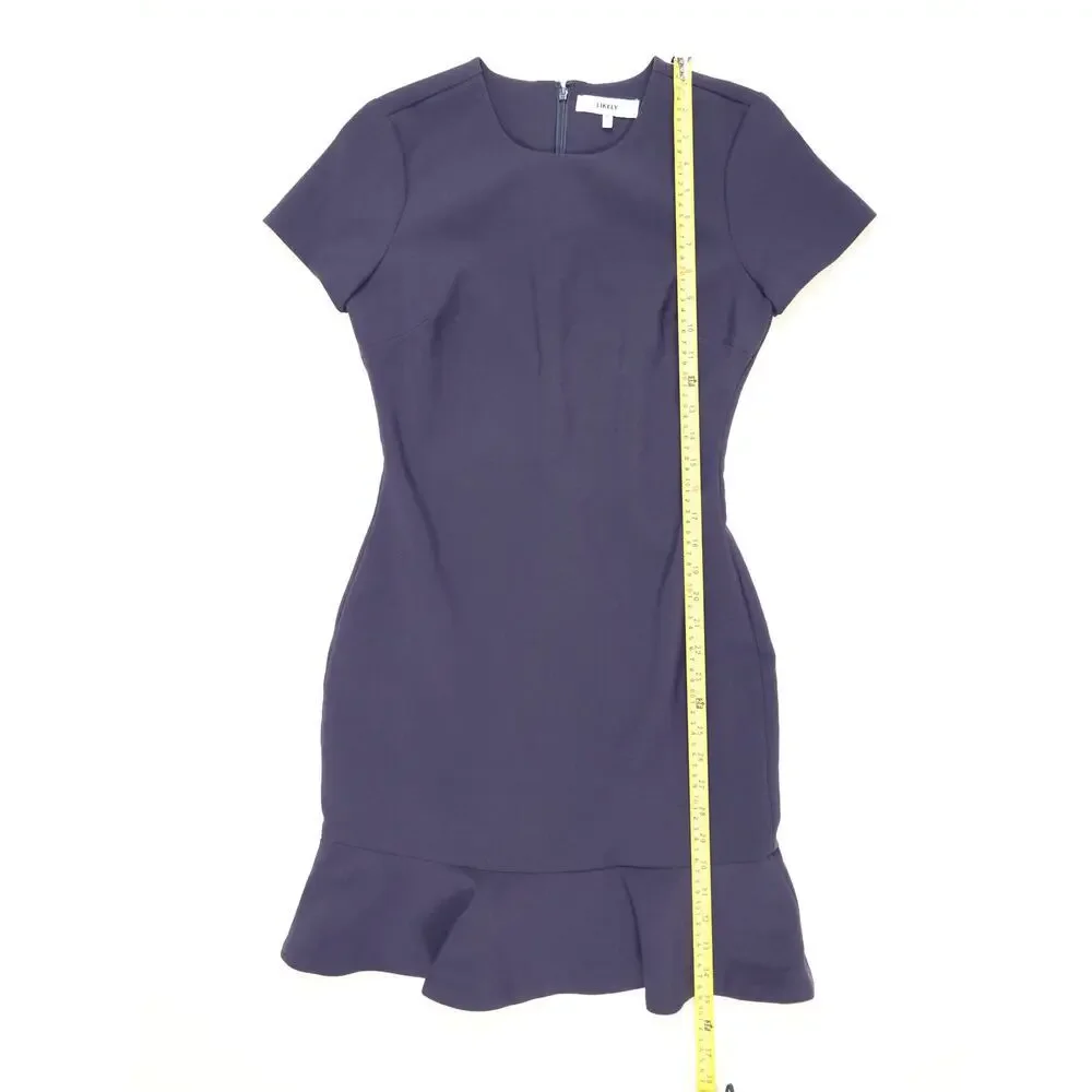 Likely Navy Blue Ruffle Hem Sheath Dress Elegant Cocktail Workwear Occasion New